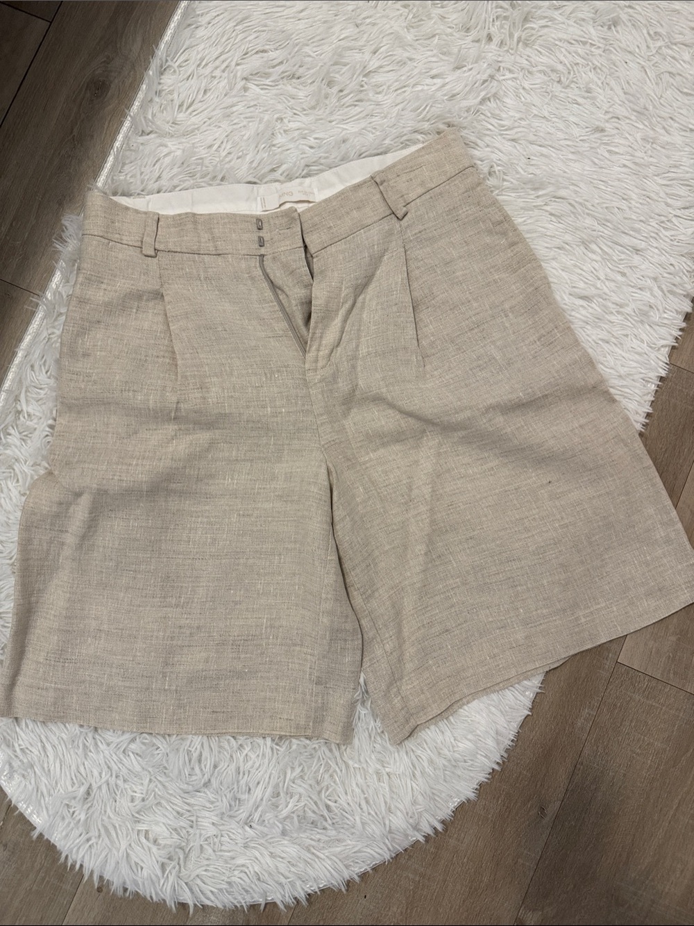 Mango Beige Tailored Bermuda Shorts